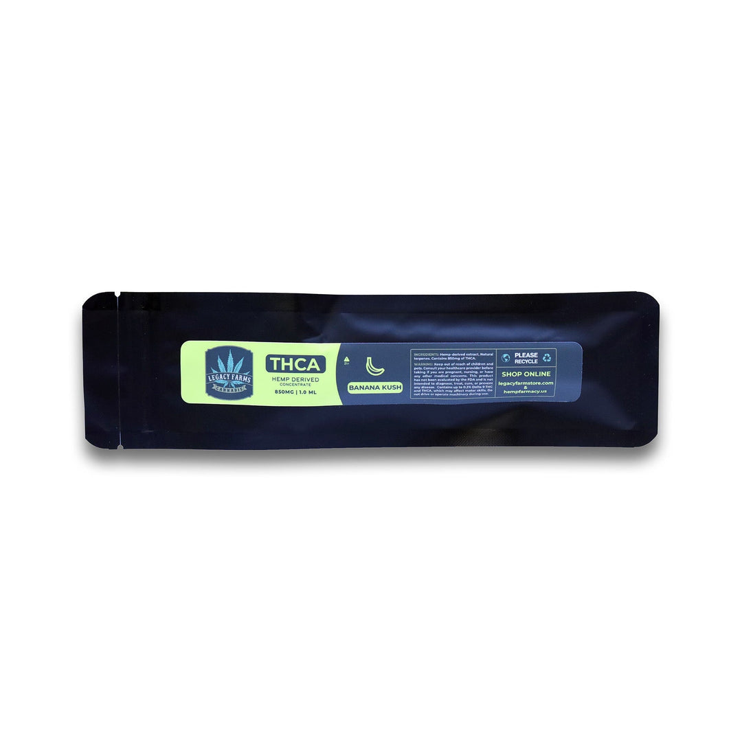 Banana Kush Legacy Farms THCa Disposable Vape Smokeable The Hemp Farmacy