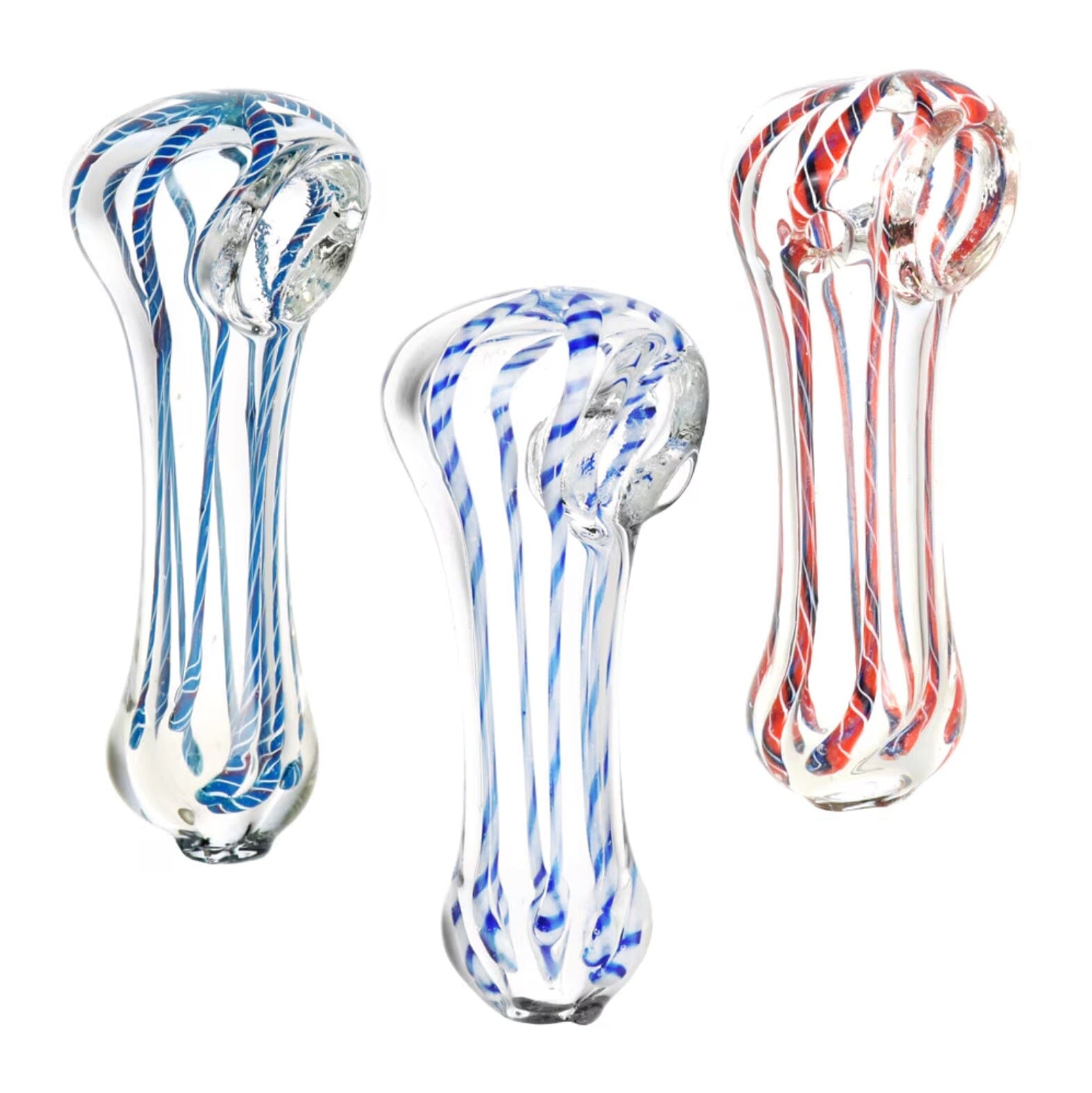Striped Clear Glass Pipe Smokeable AFG