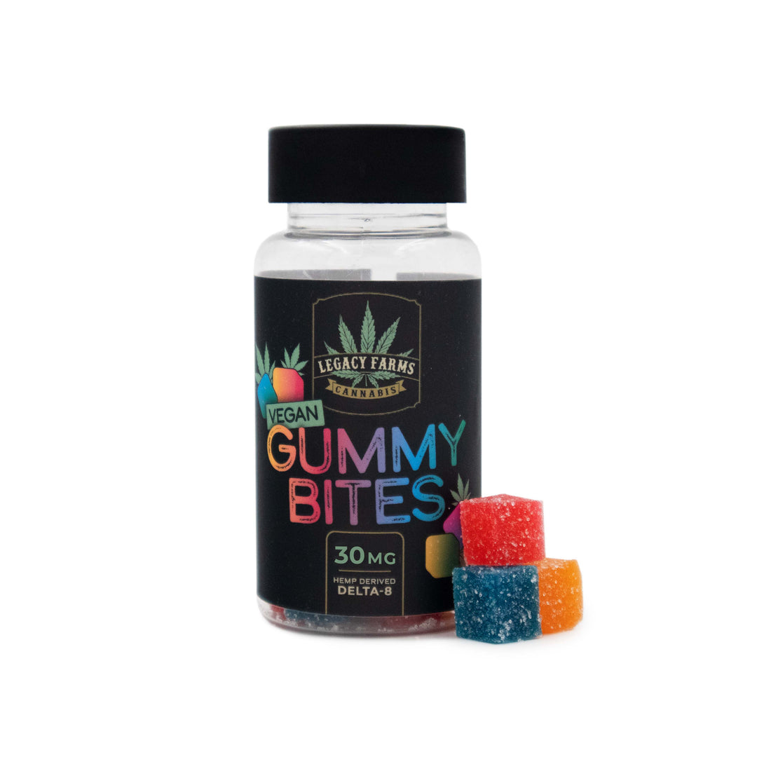 Delta 8 Vegan Gummy Bites 30 MG Edible Legacy Farm's 20 Count 