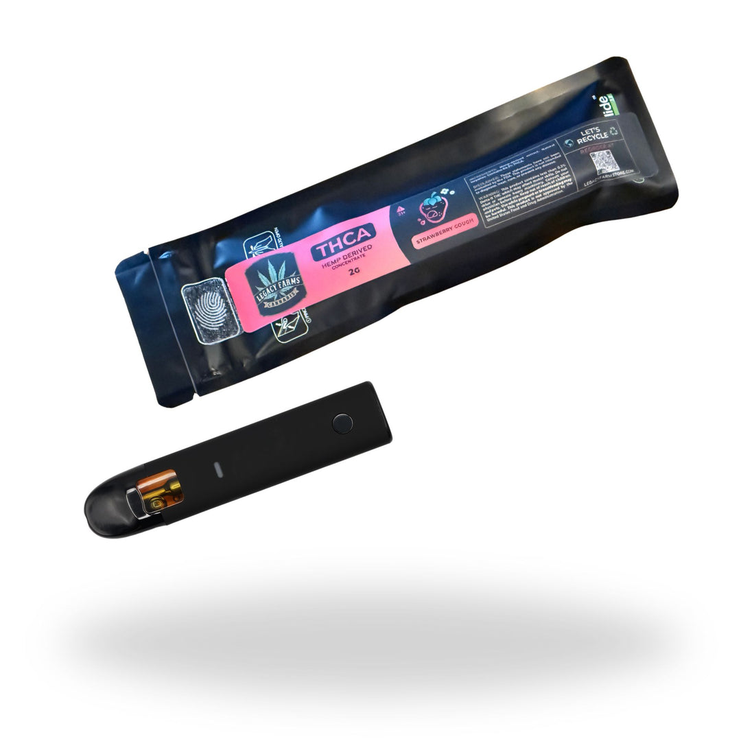 Strawberry Cough Legacy Farms THCa Disposable Vape Smokeable The Hemp Farmacy 
